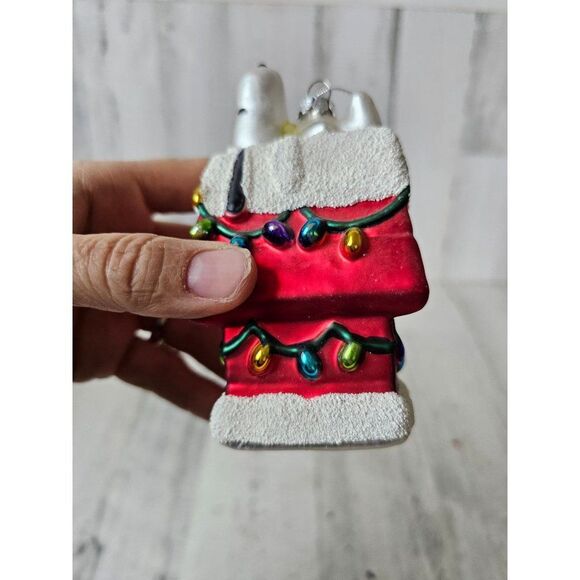 Glass Snoopy dog house ornament Xmas tree light up - Picture 15 of 16